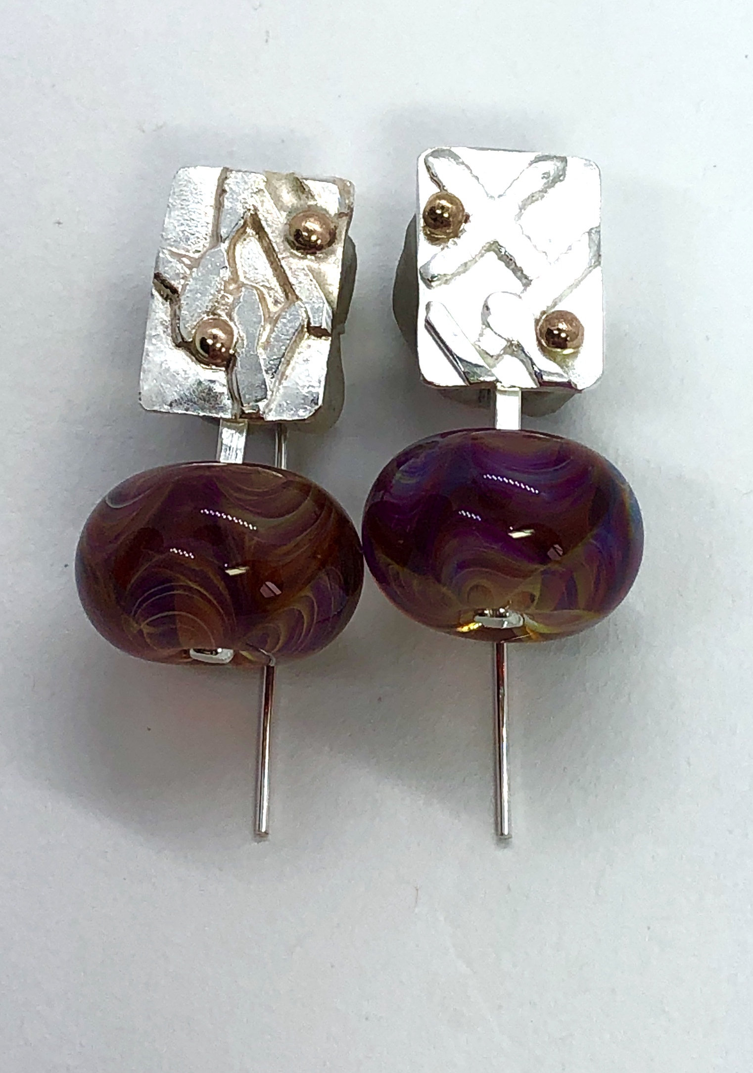 Beautiful Silver & Gold Earrings – Pink, Purple, Blue Boro Beads (Copy)