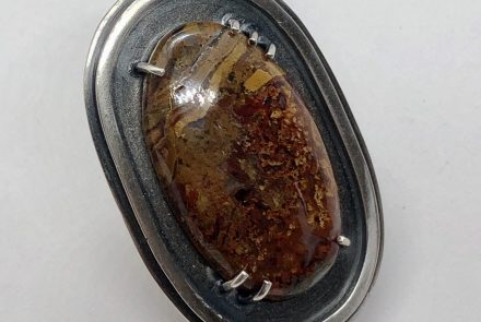 Flame Agate Pendant in Sterling