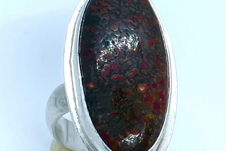 Gem Dino Agate Ring with Sterling Silver