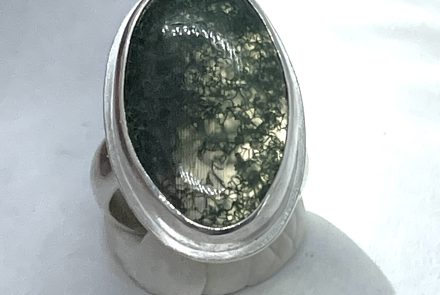 Green Moss Agate Ring, size 7