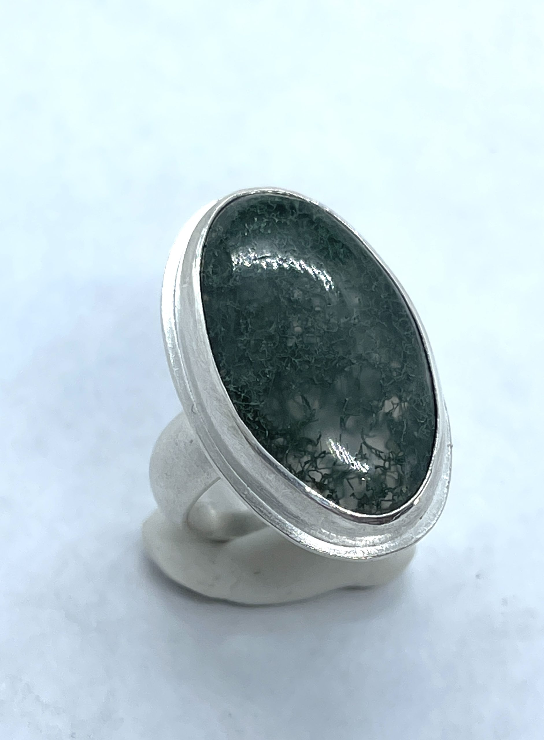 Green Moss Agate Ring, size 7