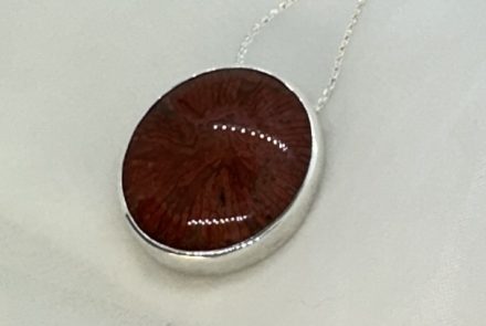 Stunning Red Fossil Coral Pendant